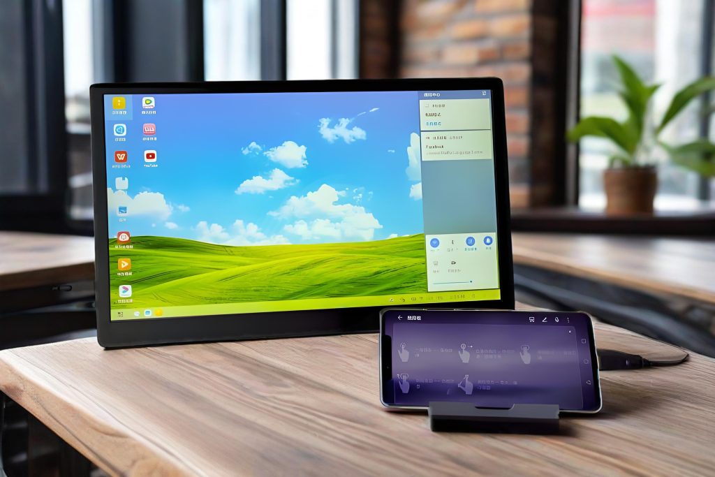 use portable monitor in coffee shop